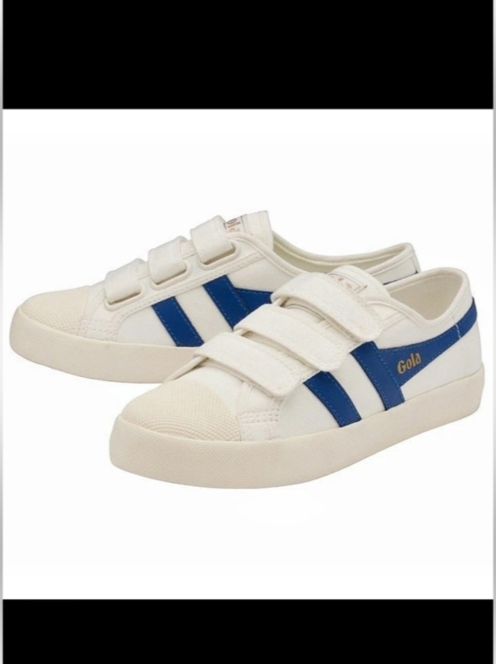 Vegan Gola Classics, Coaster Strap Sneakers, Off White/Vintage Blue, Size 6